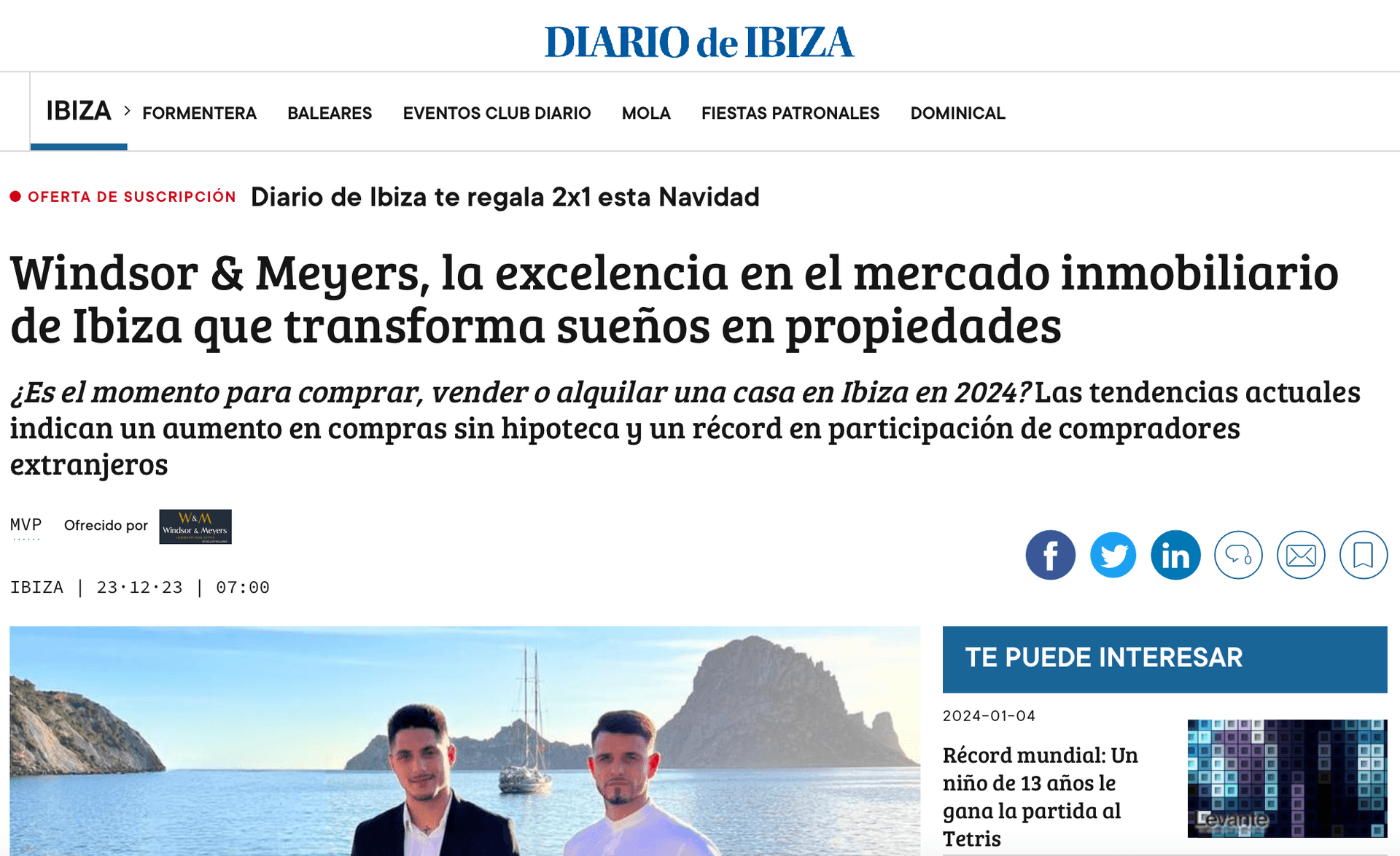 Diario de ibiza windsor & Meyers 